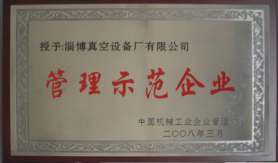 2008年3月，公司被中國機(jī)械工業(yè)企業(yè)管理協(xié)會(huì)授予“管理示范企業(yè)”